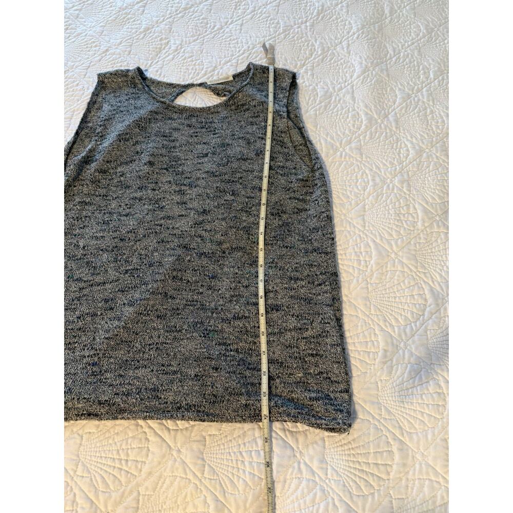 Eileen Fisher Sleeveless Knit Sweater Top Size Medium Open Back Blue Linen Blend - Picture 4 of 7